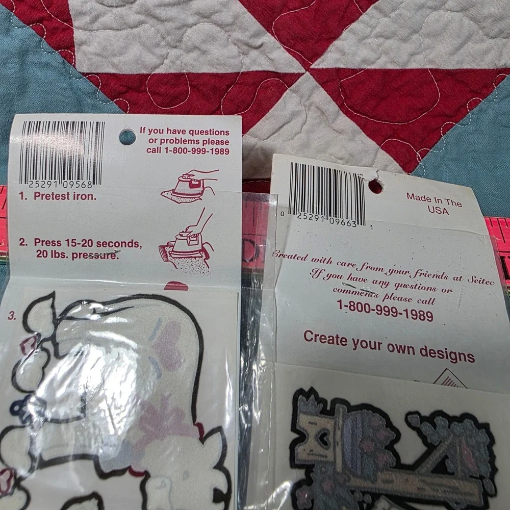 Trans-Easy Iron-Ons Country Farm Animal Sunbonnet Sue Transfers Blue White Multi